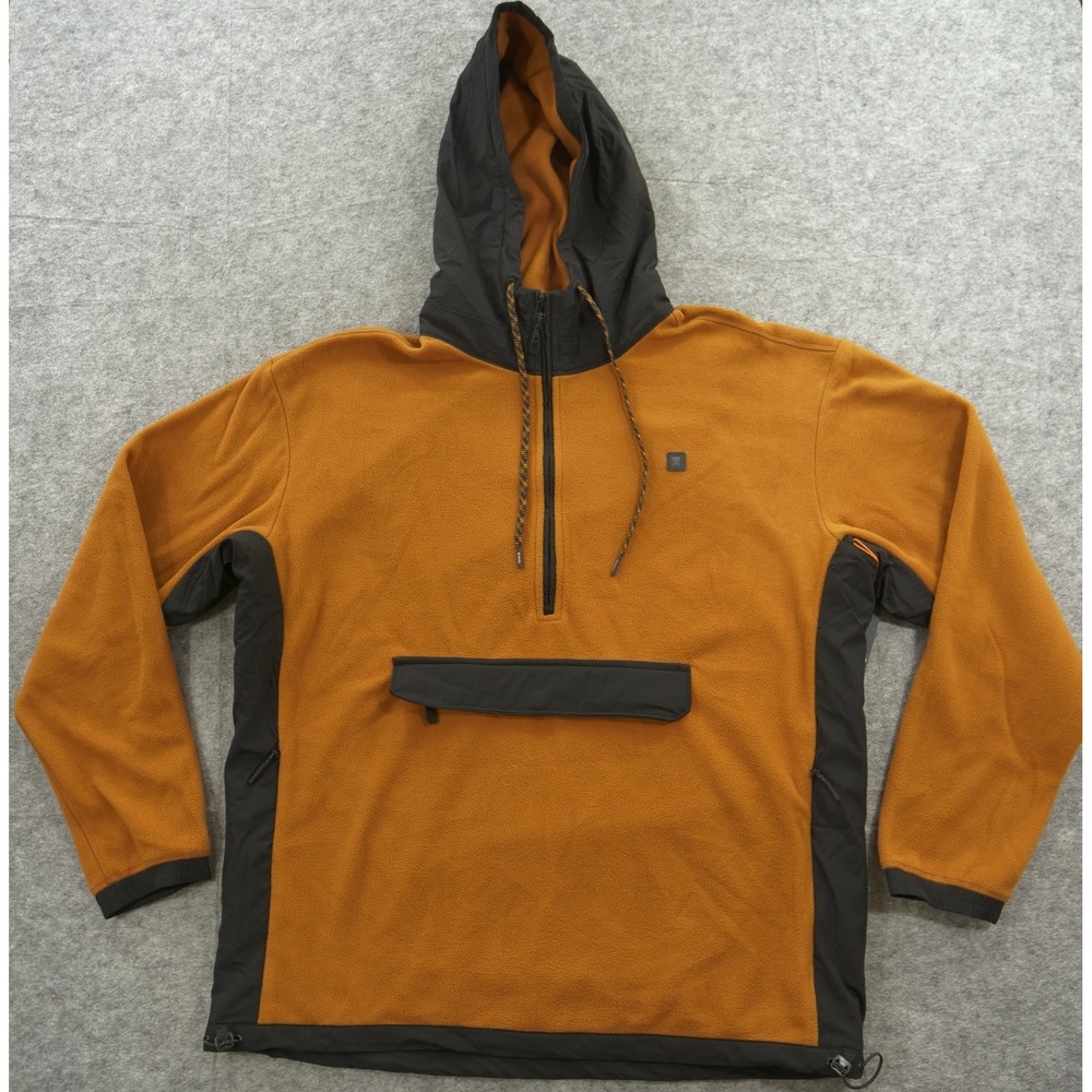 Roark Hoodie Sweatshirt Mens Extra Large Brown Anorak Overland Fleece New